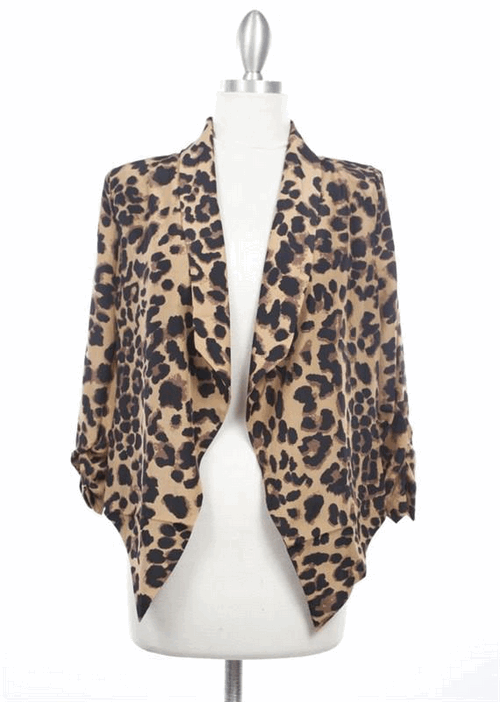 Animal Print Open Cardigan